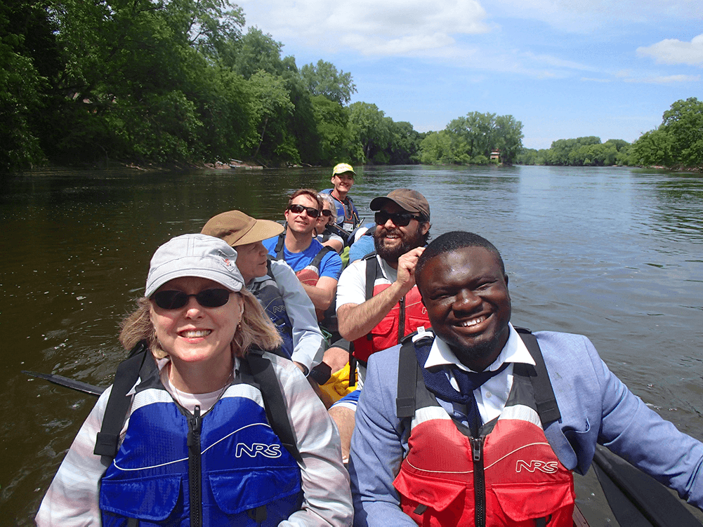 FMR staff and board in canoe