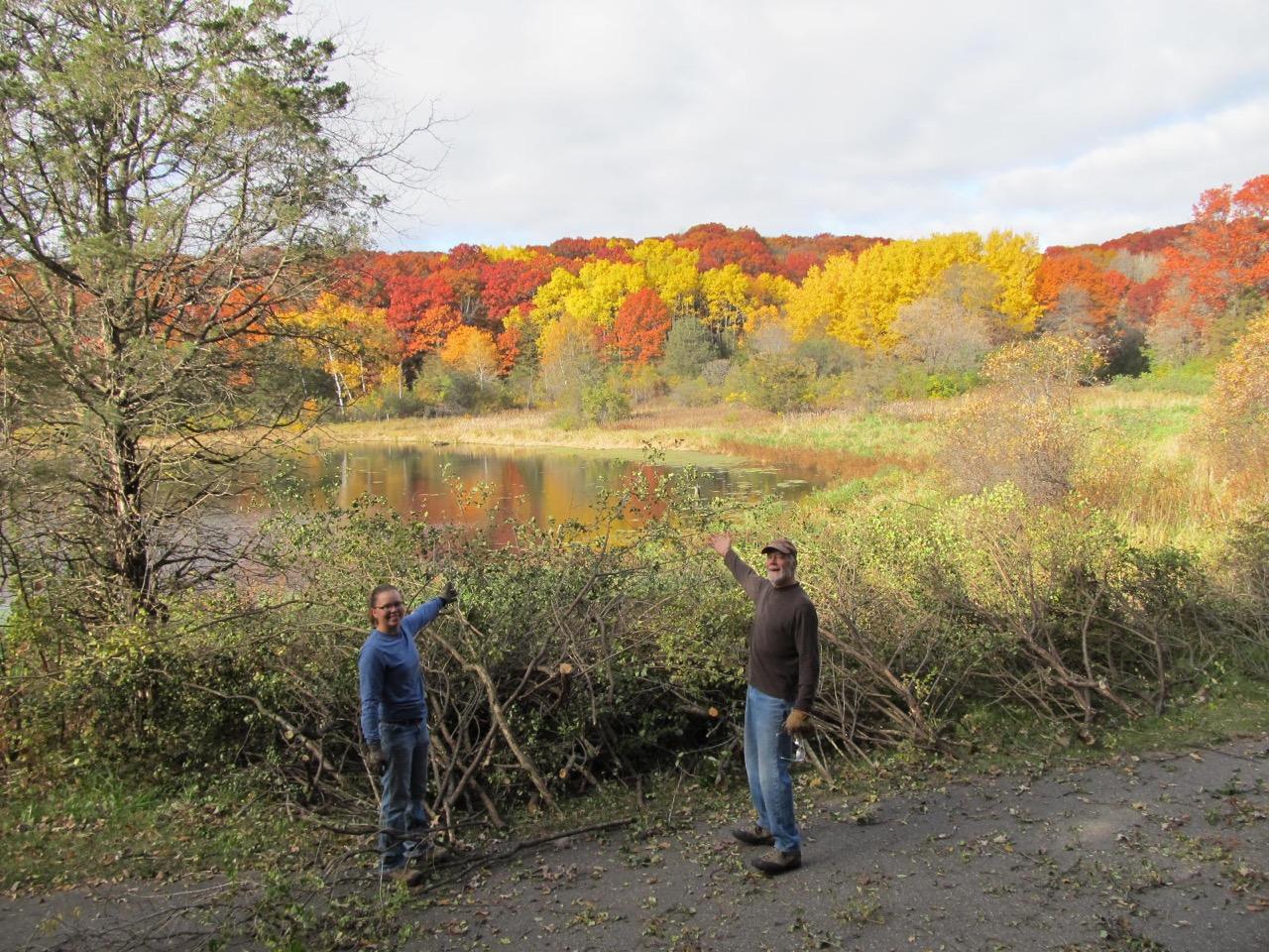 Two volunteers at Ravine Lake Two volunteers at Ravine Lake