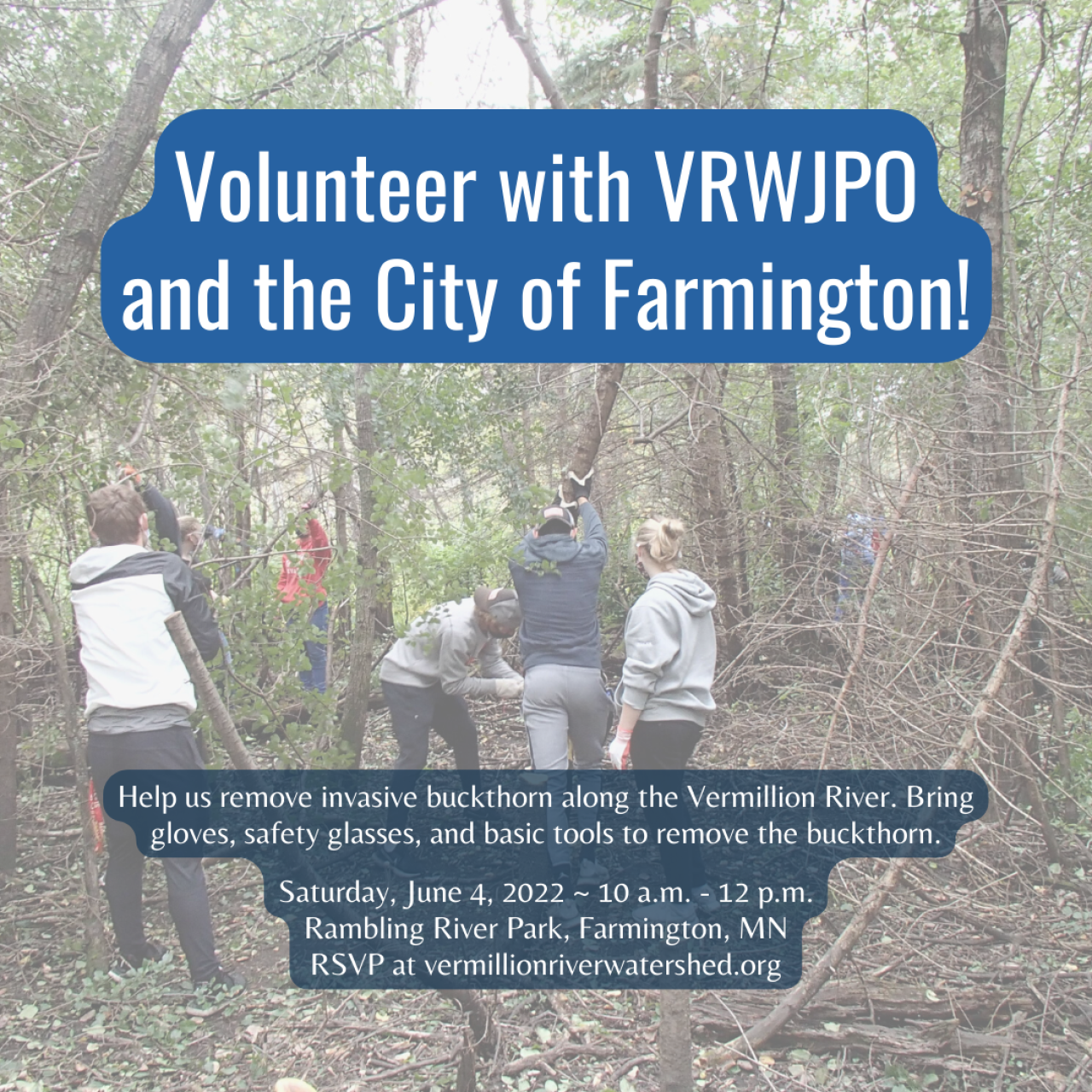 Volunteer with VRWJPO and the City of Farmington