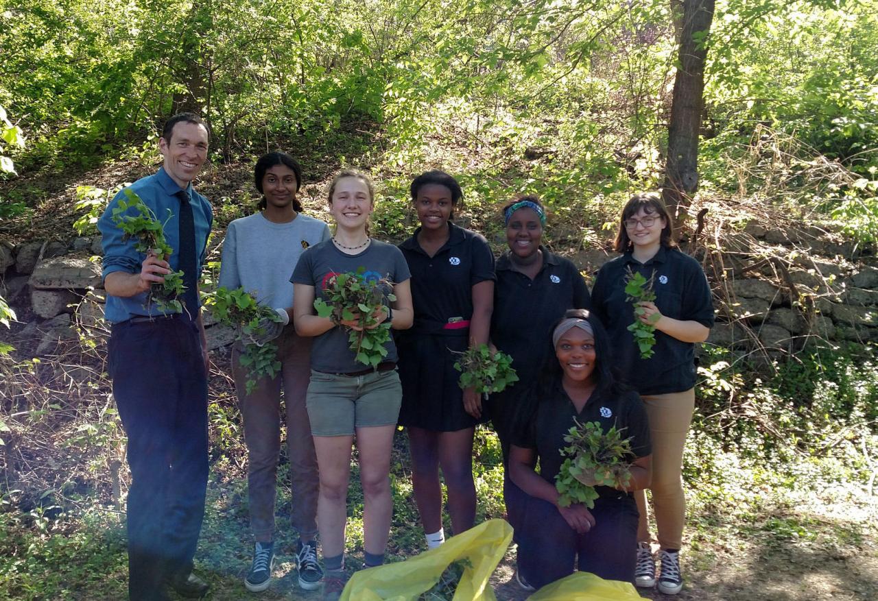 DeLaSalle High School Green Team volunteers DeLaSalle High School Green Team volunteers