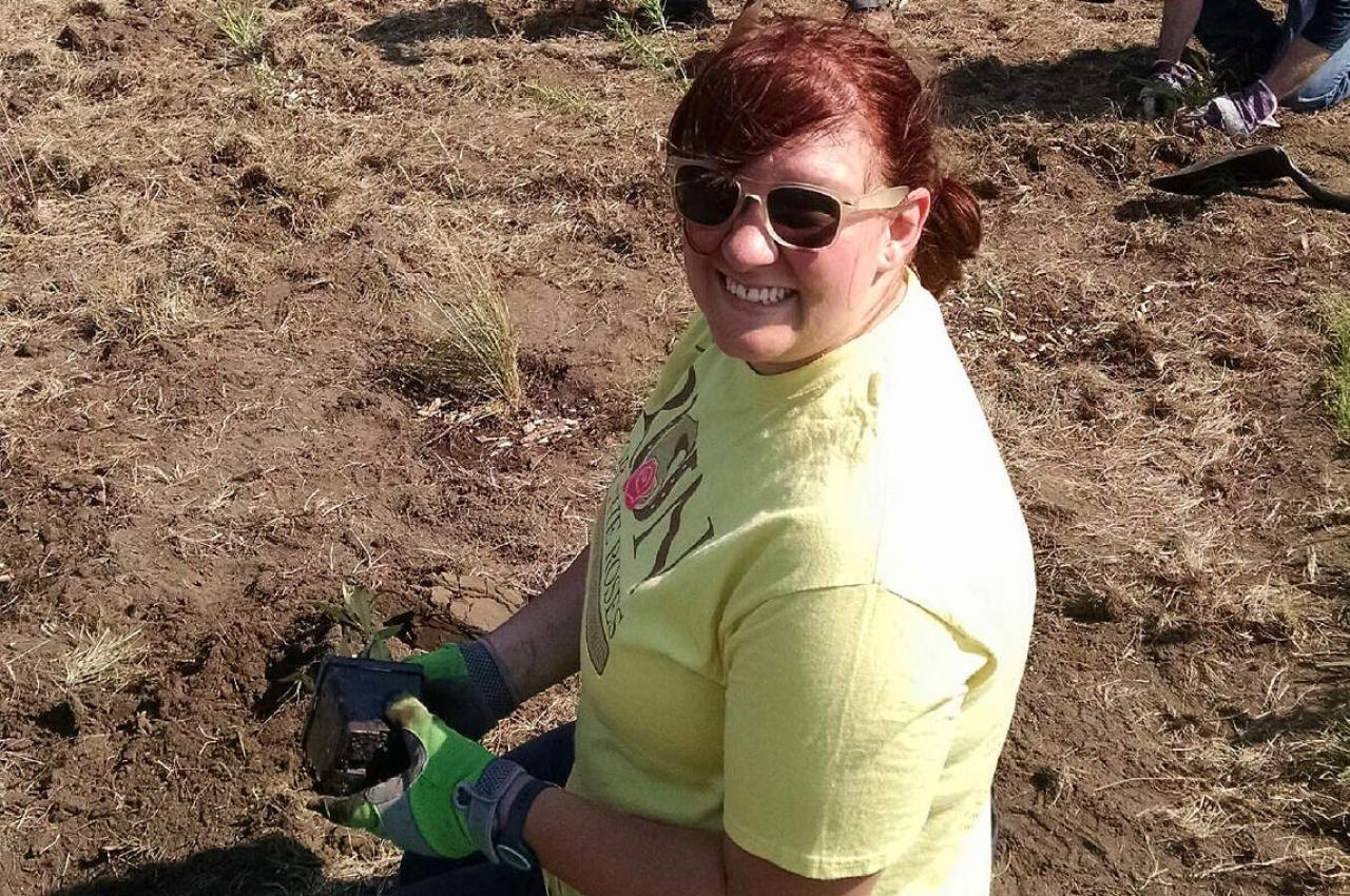 An FMR Vermillion Stewards volunteer plants a pollinator patch. An FMR Vermillion Stewards volunteer plants a pollinator patch.