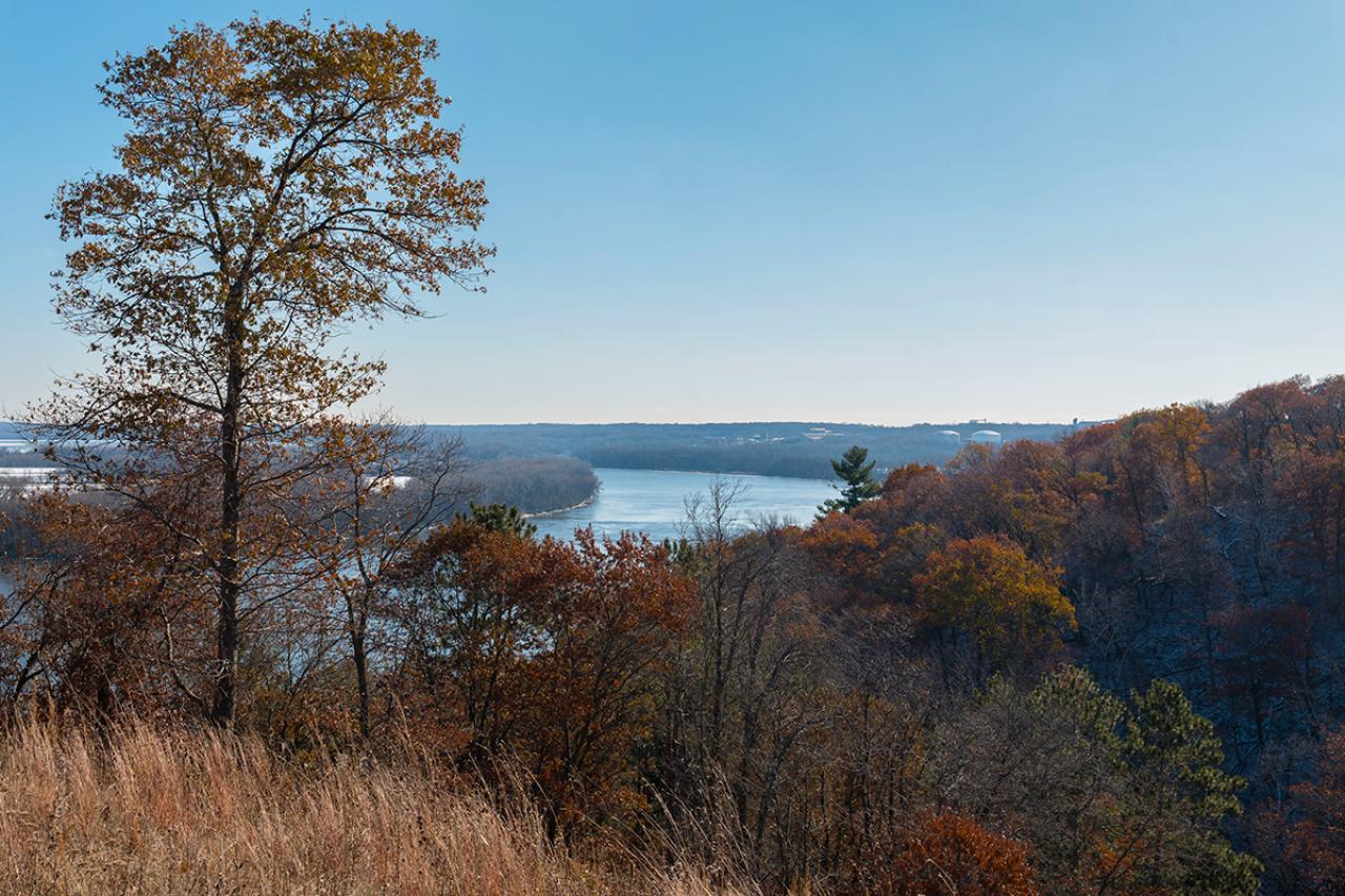 Pine Bend Bluffs Bluffs and river in autumn